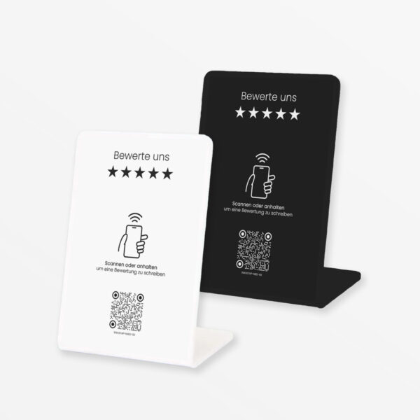 NFC & QR-Code Aufsteller Bewertungsgenerierung